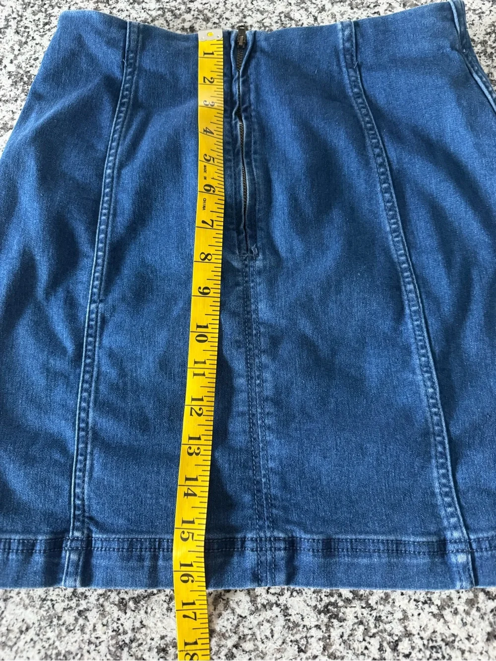 Free People Dark Blue Denim Skirt Back Zip Cotton 8